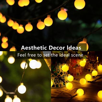 Brilagi - LED Zonnedecoratiesnoer BUBBLE 50xLED/8 functies 7m IP65 warm wit 600 mAh