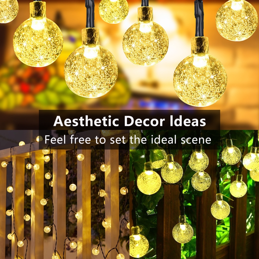 Brilagi - LED Solar Decoratieve lichtsnoer BUBBLE 200xLED/8 Functies 20m IP65 warm wit