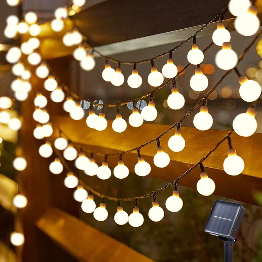 Brilagi - LED Solar Decoratieve lichtsnoer BUBBLE 50xLED/8 Functies 7m IP65 warm wit 600 mAh