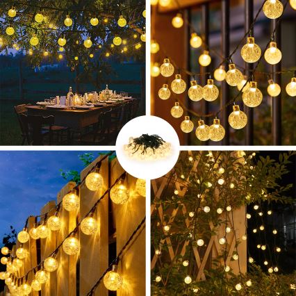 Brilagi - LED Solar Decoratieve lichtsnoer BUBBLE 50xLED/8 Functies 7m IP65 warm wit 600 mAh