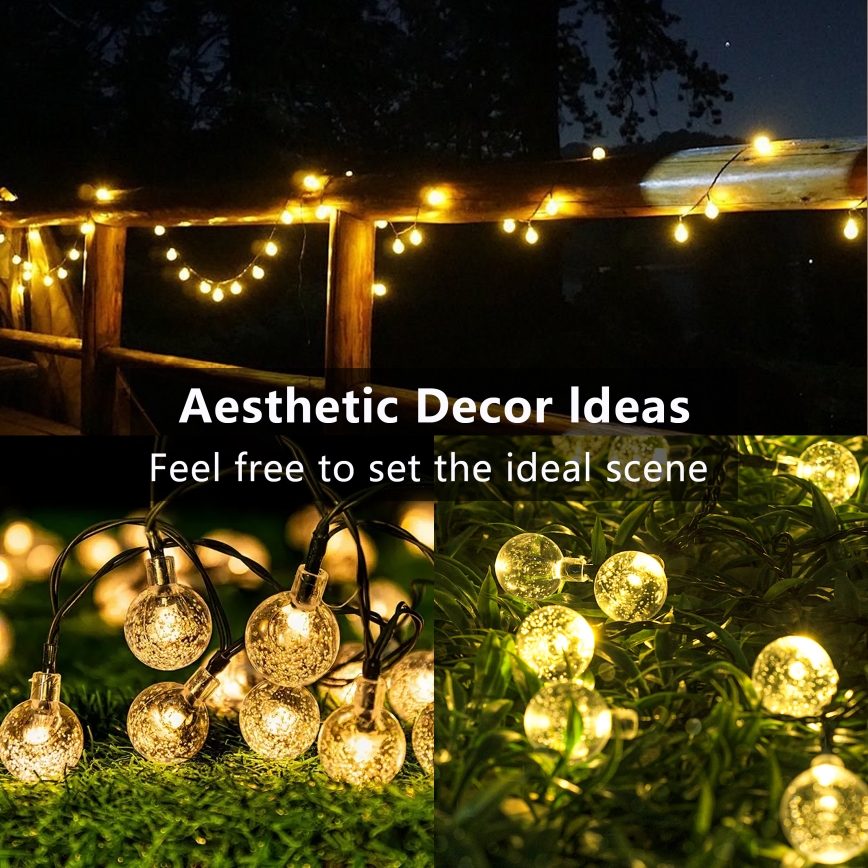 Brilagi - LED Solar Decoratieve lichtsnoer BUBBLE 50xLED/8 Functies 7m IP65 warm wit 600 mAh