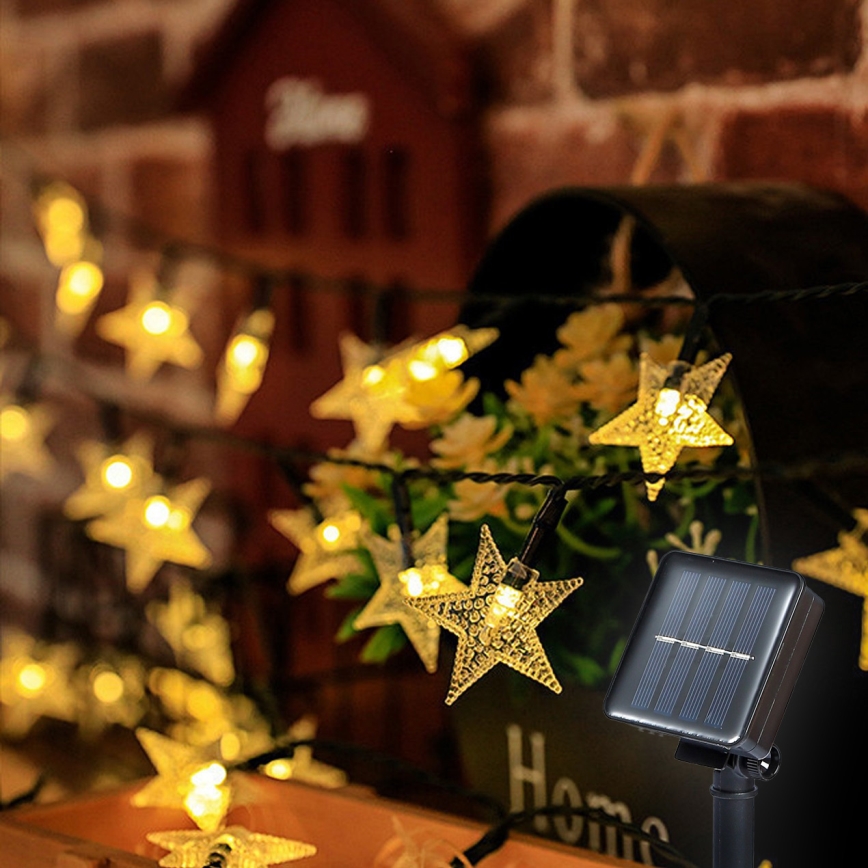 Brilagi - LED Solar Decoratieve lichtsnoer STARS 50xLED/8 Functies 7m IP65 warm wit 600 mAh