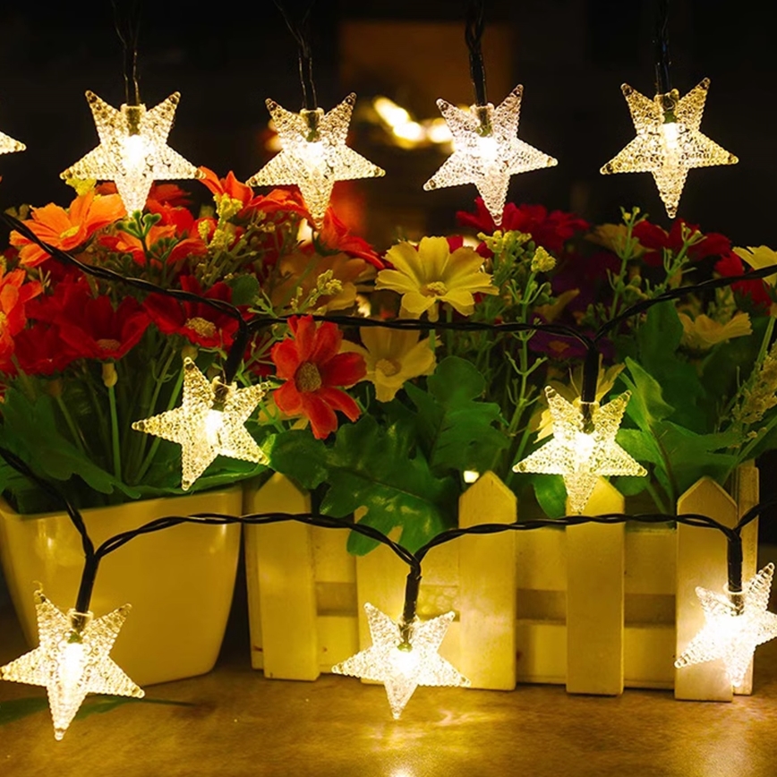 Brilagi - LED Solar Decoratieve lichtsnoer STARS 50xLED/8 Functies 7m IP65 warm wit 600 mAh