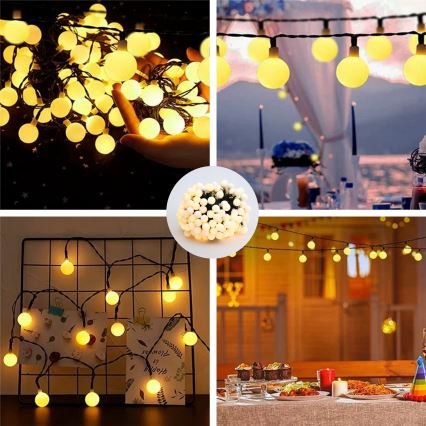 Brilagi - LED Zonnestroom Decoratieve Slinger BUBBLE 200xLED/8 functies 20m IP65 warm wit 800 mAh