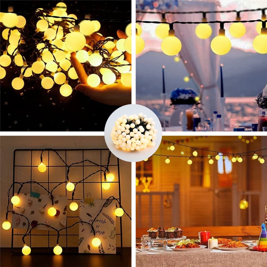 Brilagi - LED Zonnestroom Decoratieve Slinger BUBBLE 200xLED/8 functies 20m IP65 warm wit 800 mAh
