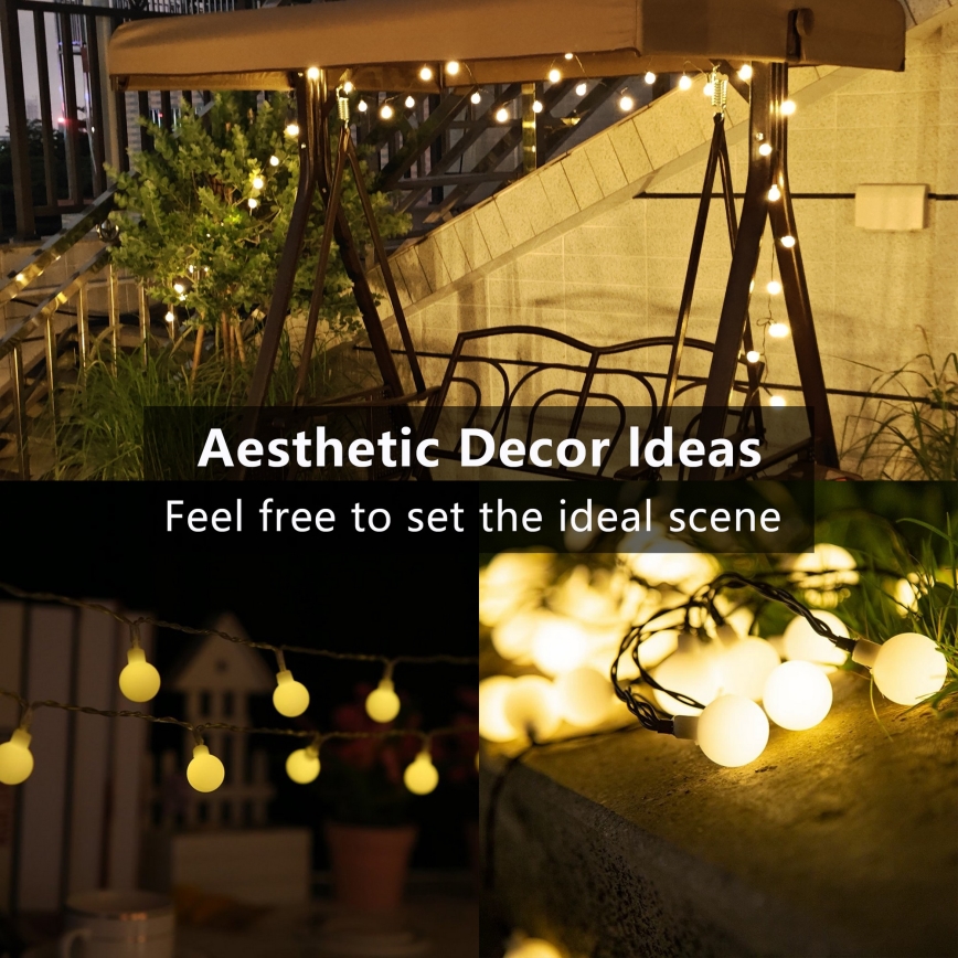 Brilagi - LED Zonnestroom Decoratieve Slinger BUBBLE 200xLED/8 functies 20m IP65 warm wit 800 mAh
