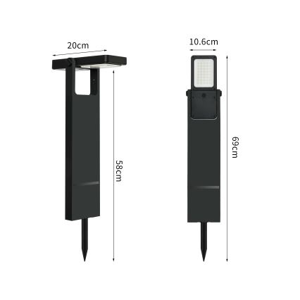 Brilagi - LED Solar lamp ZON SPIKE LED/4W/3,7V 2200 mAh IP44
