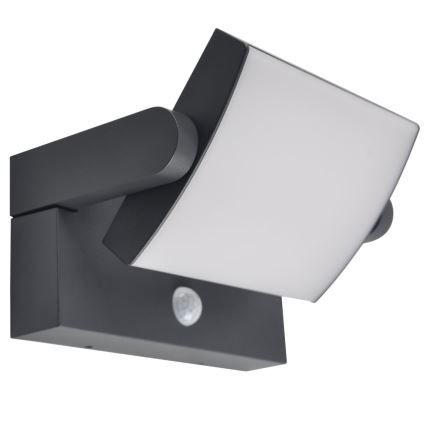 Brilagi - LED Solar wandlamp met sensor ANKLE LED/10W/3,7V 3000 mAh 4000K IP65 antraciet
