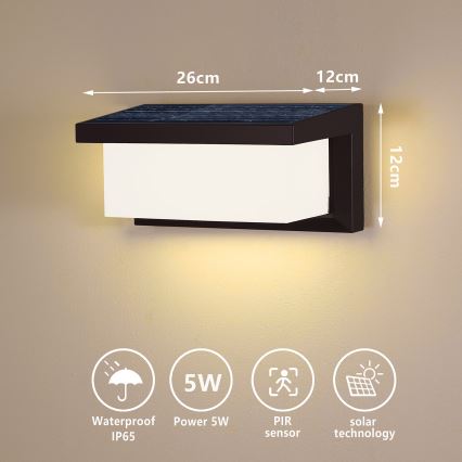 Brilagi - LED Solar wandlamp met sensor BRICKY LED/5W/6V IP65