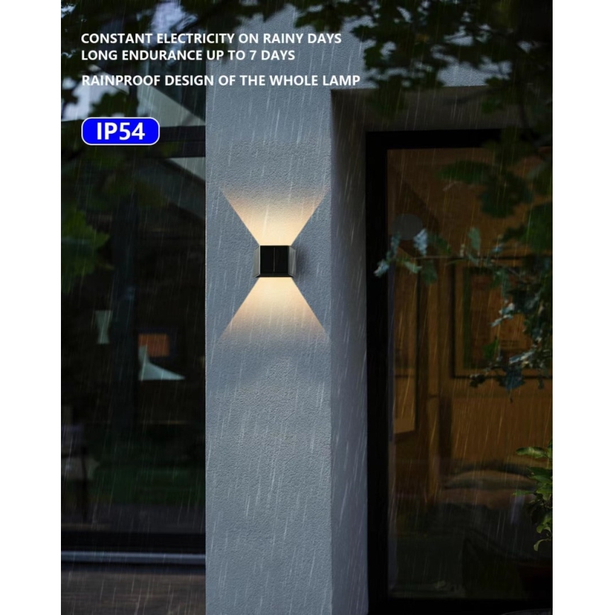 Brilagi - LED Solar wandlamp met sensor SOLAR CUBE LED/2W/3,2V 1300 mAh IP54