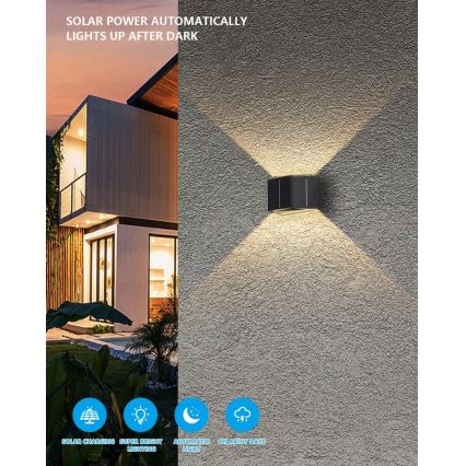 Brilagi - LED Solar wandlamp met sensor SOLAR CUBE LED/2W/3,2V 1300 mAh IP54