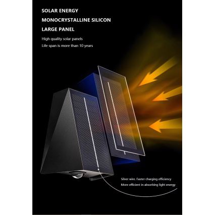 Brilagi - LED Solar wandlamp PYRAMID LED/2W/3,2V 1300 mAh IP54