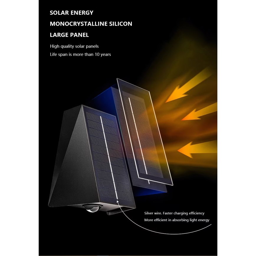 Brilagi - LED Solar wandlamp PYRAMID LED/2W/3,2V 1300 mAh IP54