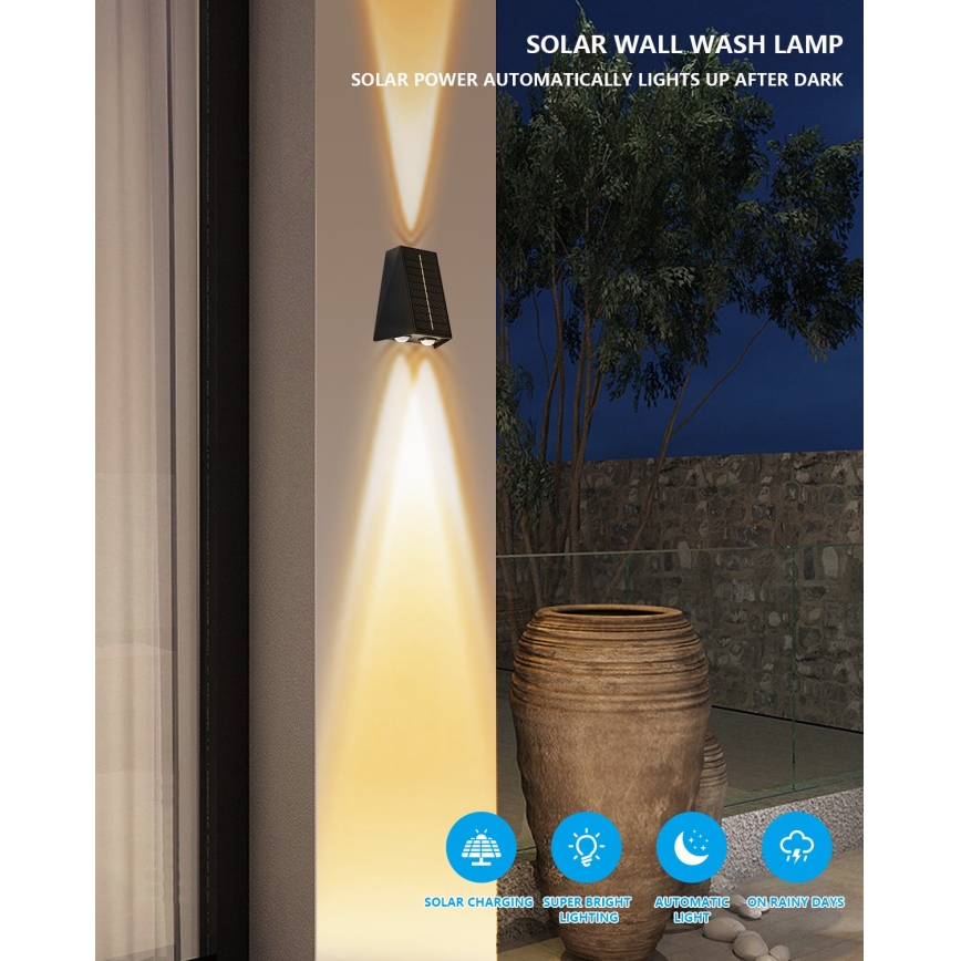 Brilagi - LED Solar wandlamp PYRAMID LED/2W/3,2V 1300 mAh IP54