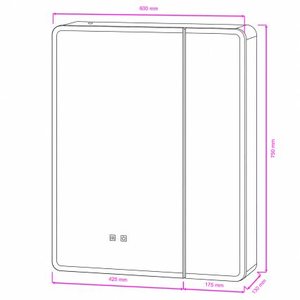 BRILAGI - LED-spiegelkast voor de badkamer met achtergrondverlichting BRONTE DOUBLE 60x75 cm