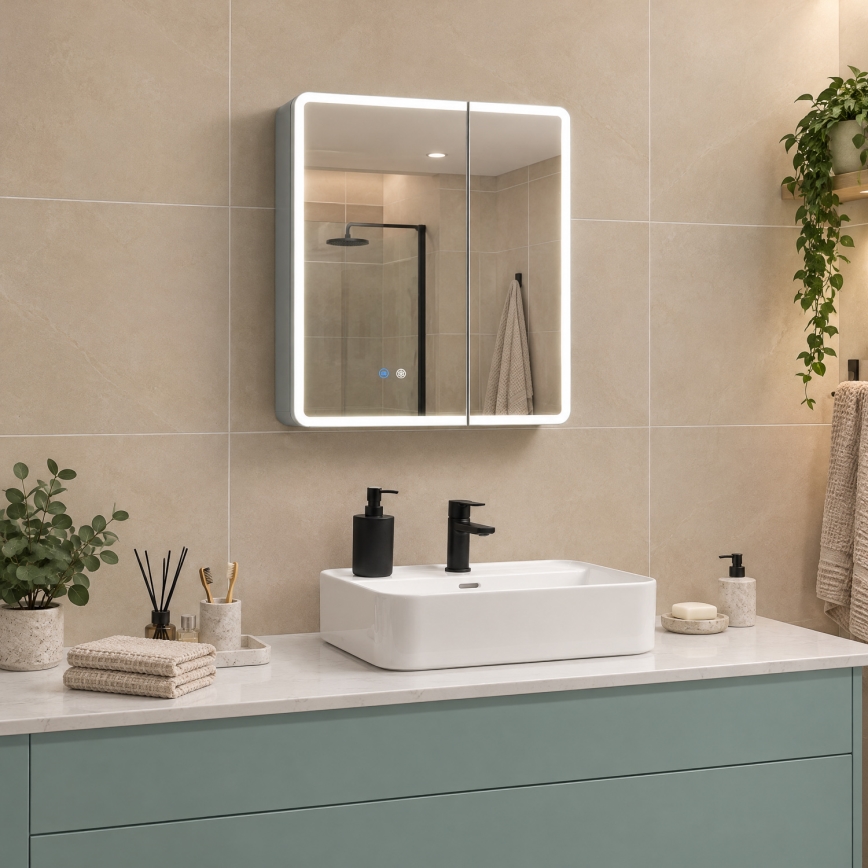 BRILAGI - LED-spiegelkast voor de badkamer met verlichting NOTO DOUBLE 60x65 cm