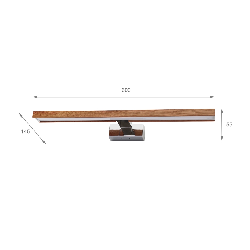 Brilagi - LED-badkamerverlichting voor spiegel 3-in-1 WOODY MIRROR LED/12W/230V 60 cm IP44 glanzend chroom/eik kers