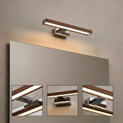 Brilagi - LED badkamerspiegelverlichting 3-in-1 WOODY MIRROR LED/8W/230V 40 cm IP44 glanzend chroom/eik-kers