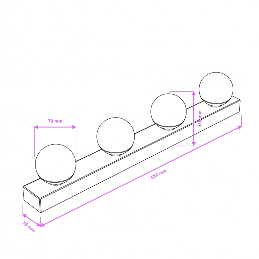 Brilagi - LED-spiegelverlichting HOLLYWOOD 4xLED/3W/230V 53 cm IP44 glanzend chroom