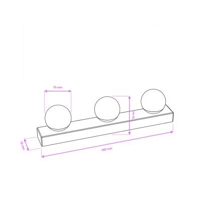 Brilagi - LED-spiegelverlichting HOLLYWOOD 3xLED/3W/230V 39 cm IP44 zwart