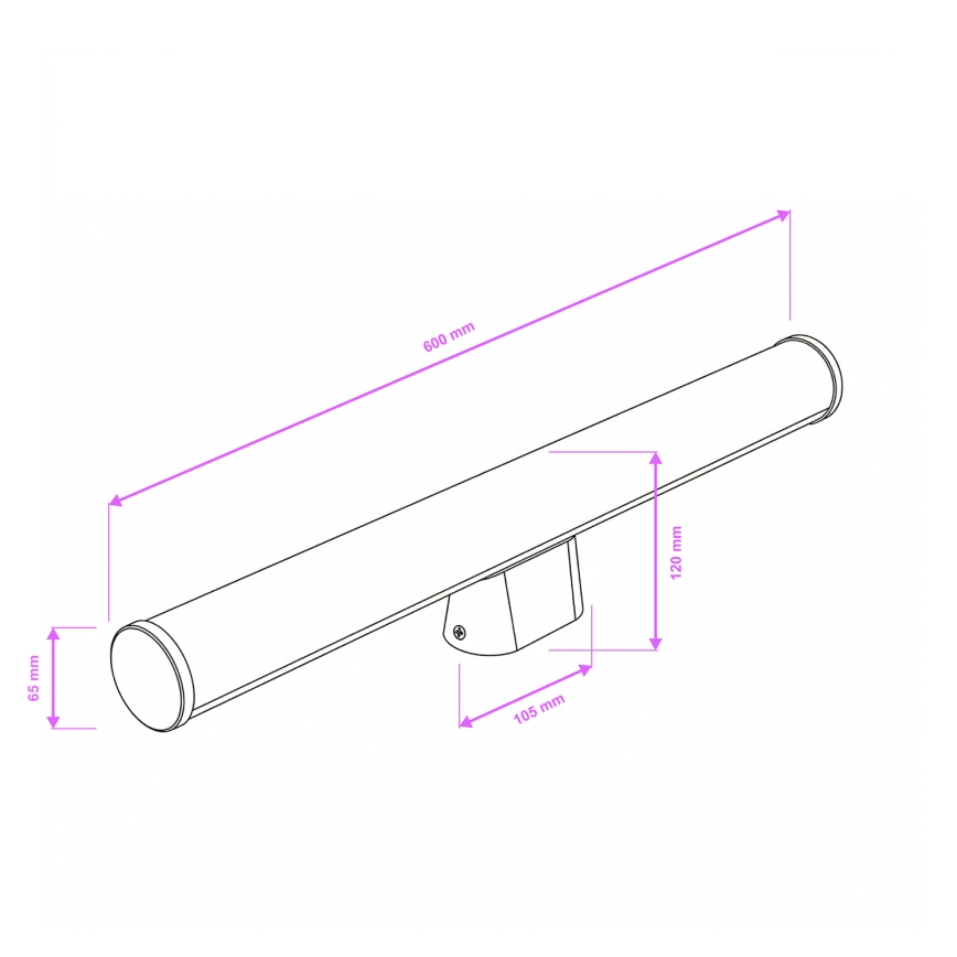 Brilagi - TUBE LED-spiegelverlichting voor de badkamer, 15W, 230V, 3000/4000/6500K, IP44, glanzend chroom
