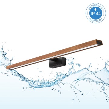 Brilagi - LED-spiegelverlichting voor de badkamer 3-in-1 WOODY MIRROR LED/15W/230V 80 cm IP44 zwart/eiken-kers