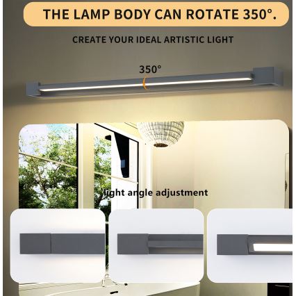 Brilagi - LED-spiegelverlichting AQUA LINE LED/24W/230V 90 cm IP44 antraciet CRI 90