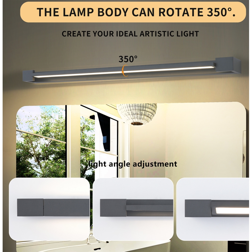 Brilagi - LED-spiegelverlichting AQUA LINE LED/24W/230V 90 cm IP44 antraciet CRI 90
