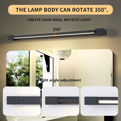 Brilagi - LED-badkamerspiegelverlichting AQUA LINE LED/24W/230V 90 cm IP44 zwart CRI 90