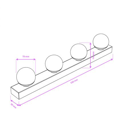 Brilagi - LED-badkamerspiegelverlichting HOLLYWOOD 4xLED/3W/230V 53 cm IP44 zwart