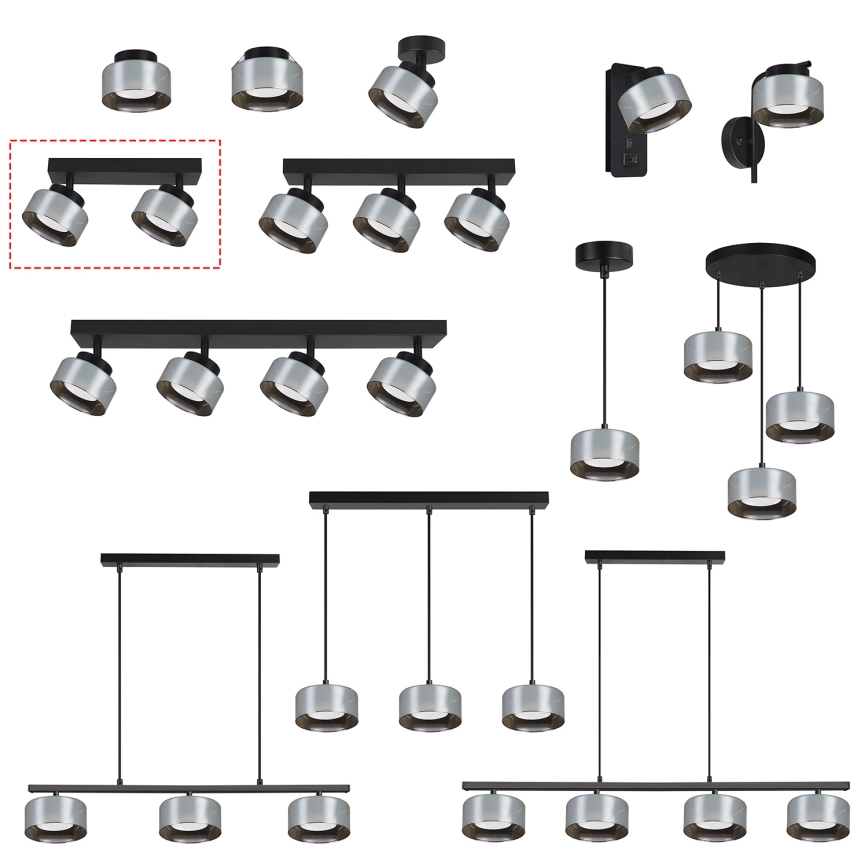 Brilagi - LED Spotarmatuur AURA LUX 2xGX53/30W/230V zwart/rookglas