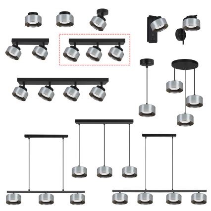 Brilagi - LED Spotlamp AURA LUX 3xGX53/30W/230V zwart/rookglas