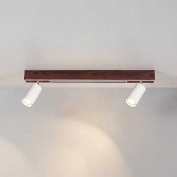 BRILAGI - LED-spotlamp SELE 2xGU10/30W/230V + LED/15W wit/eiken decor