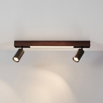 BRILAGI - LED-spotlamp SELE 2xGU10/30W/230V + LED/15W zwart/eiken decor