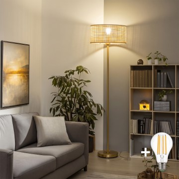 Brilagi - LED staande lamp CERIA 1xE27/20W/230V Ø 25 cm bamboe/goud