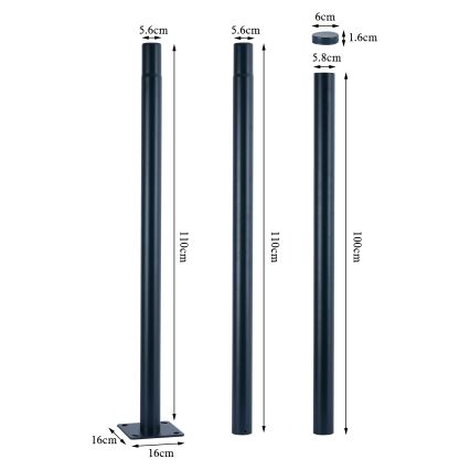 Brilagi - URBANSPARK LED-straatlamp met 3 m mast LED/120W/230V, antraciet, IP65