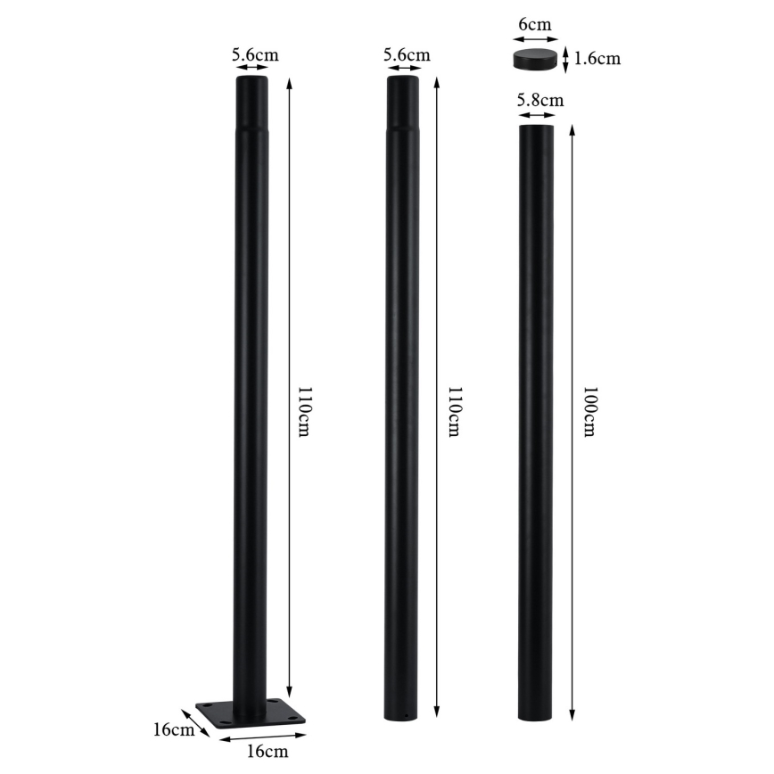 Brilagi - LED-straatlamp met 3 m paal URBANSPARK LED/120W/230V zwart IP65