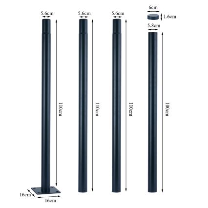 Brilagi - URBANSPARK LED-straatlamp met 4 m mast 120W/230V antraciet IP65