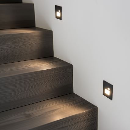 Brilagi - LED Trapverlichting met bewegingssensor JACK LED/1,5W/230V 3000K/4000K/6500K zwart