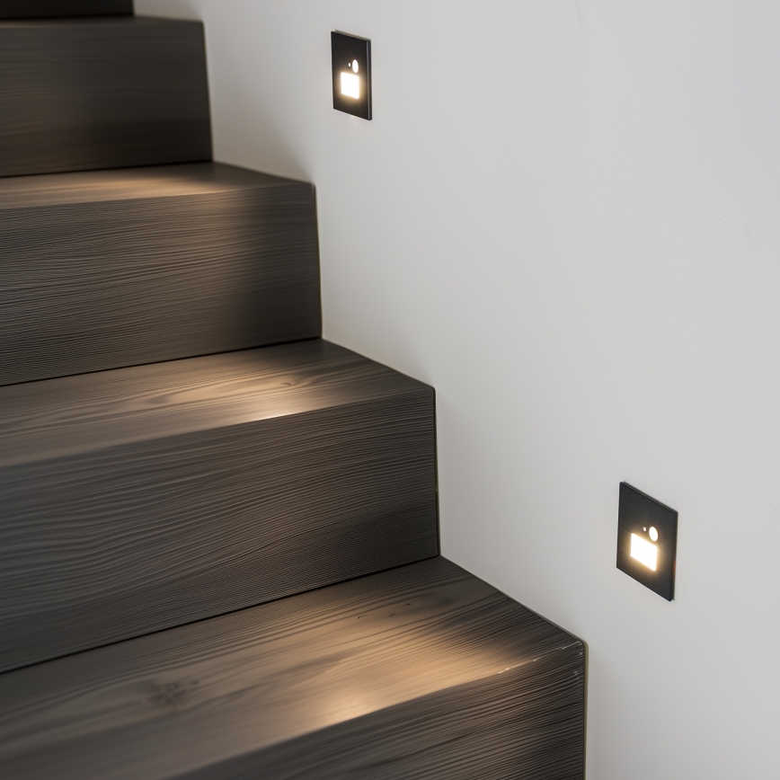 Brilagi - LED Trapverlichting met bewegingssensor JACK LED/1,5W/230V 3000K/4000K/6500K zwart