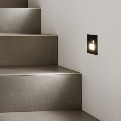 Brilagi - LED Trapverlichting met bewegingssensor JACK LED/1,5W/230V 3000K/4000K/6500K zwart