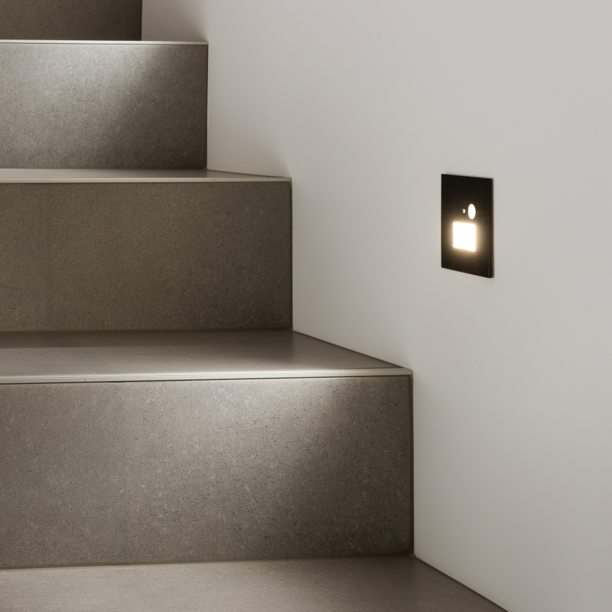 Brilagi - LED Trapverlichting met bewegingssensor JACK LED/1,5W/230V 3000K/4000K/6500K zwart