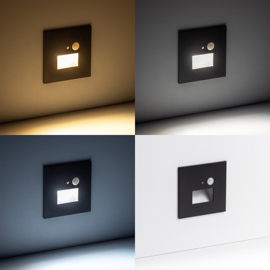 Brilagi - LED Trapverlichting met bewegingssensor JACK LED/1,5W/230V 3000K/4000K/6500K zwart