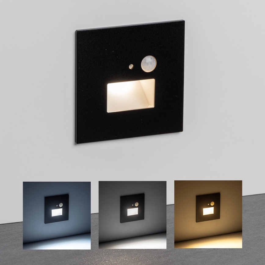 Brilagi - LED Trapverlichting met bewegingssensor JACK LED/1,5W/230V 3000K/4000K/6500K zwart
