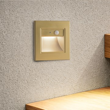 Brilagi - LED trapverlichting met sensor STEP LIGHT LED/1,5W/230V IP44 goudkleurig