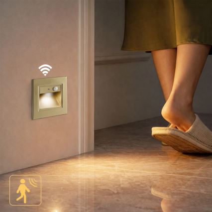 Brilagi - LED trapverlichting met sensor STEP LIGHT LED/1,5W/230V IP44 goudkleurig