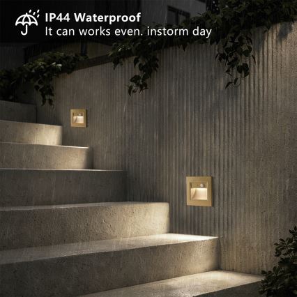 Brilagi - LED trapverlichting met sensor STEP LIGHT LED/1,5W/230V IP44 goudkleurig