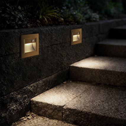 Brilagi - LED trapverlichting met sensor STEP LIGHT LED/1,5W/230V IP44 goudkleurig
