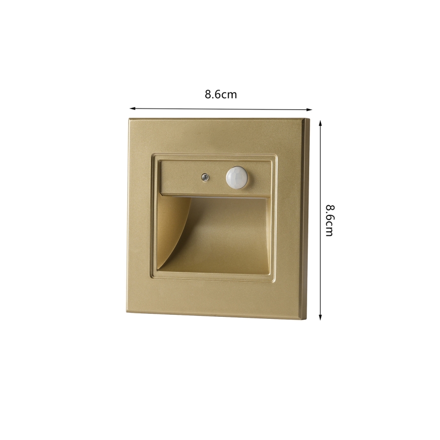 Brilagi - LED trapverlichting met sensor STEP LIGHT LED/1,5W/230V IP44 goudkleurig