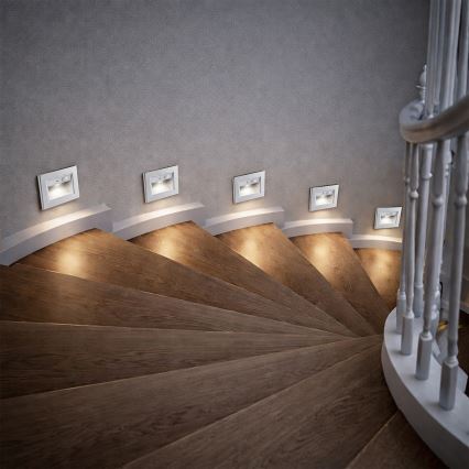 Brilagi - LED-traparmatuur met sensor STEP LIGHT LED/1,5W/230V IP44 zilver